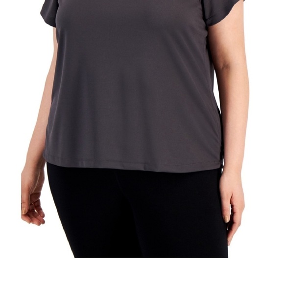 ID Ideology Women's Birdseye Mesh T-Shirt Gray Size 2X deep charcoal - Picture 3 of 4